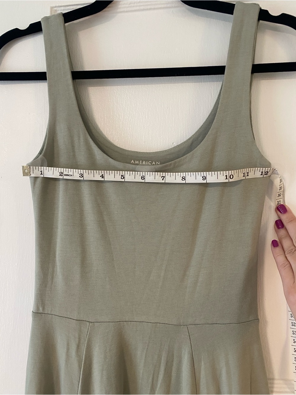 American Eagle Scoop Neck Midi Dress XS olive green - Picture 7 of 10